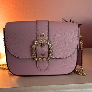 Coach Pink Crossbody Bag with Gold Chain